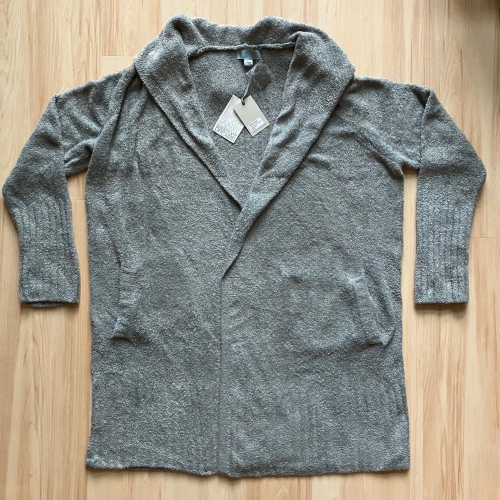 NWT Barefoot Dreams CozyChic XL Lite Textured Shawl Cardigan Faded Jade Plush